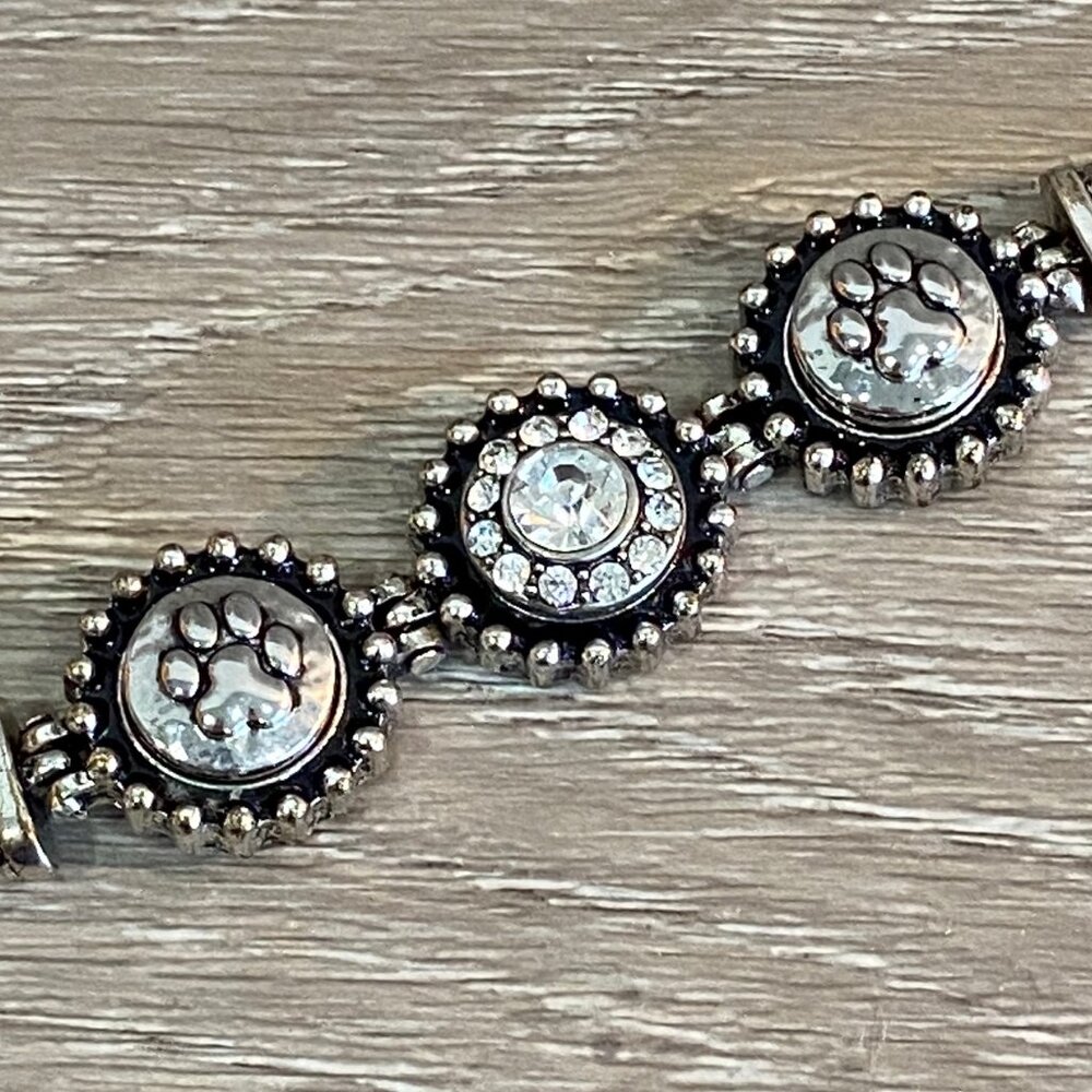 DOG PAW BRACELET with (2) Paw Snaps & (1) Crystal Snap for Ginger Snaps Jewelry